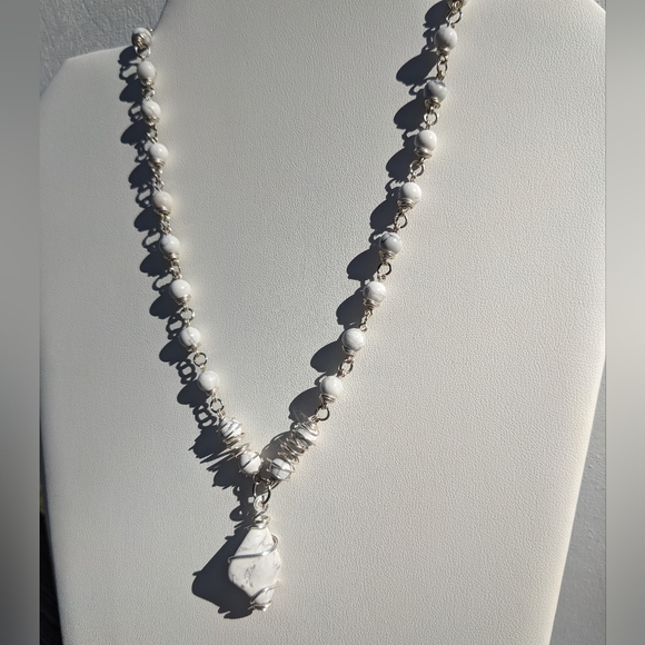 โจSOLDโจowlite Stone Necklace Handmade Silver Wi - Picture 6 of 10